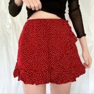 Brandy Melville Red and White Polkadot mini skirt​​​